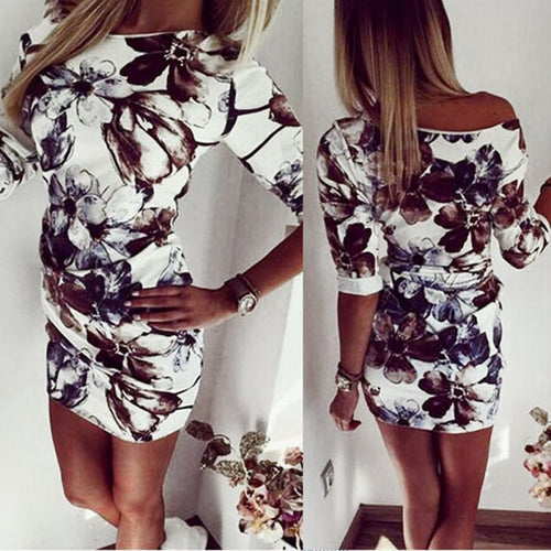 Casual Women Bodycon Dress Half Sleeve Asymmetrical Neck Dress Sheath Dresses LE3 ILML