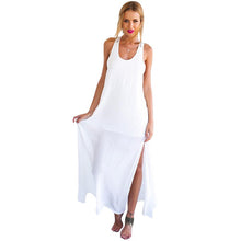 Long Dresses Back Hollow Elegant Beach Casual Solid White Women Chiffon Lace Dress L4 ILML