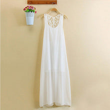 Long Dresses Back Hollow Elegant Beach Casual Solid White Women Chiffon Lace Dress L4 ILML