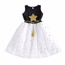 Style Children Kids Baby Girls One Piece Dresses Stars Sequins Tulle Bow Dress Tutu Dress ILML