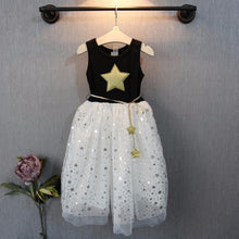 Style Children Kids Baby Girls One Piece Dresses Stars Sequins Tulle Bow Dress Tutu Dress ILML