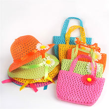 Style Sun Hat Girls Kids Straw Cap Beach Hats Bag Flower Tote Handbag Bags Suit ILML