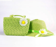 Style Sun Hat Girls Kids Straw Cap Beach Hats Bag Flower Tote Handbag Bags Suit ILML
