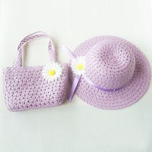 Style Sun Hat Girls Kids Straw Cap Beach Hats Bag Flower Tote Handbag Bags Suit ILML