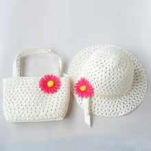 Style Sun Hat Girls Kids Straw Cap Beach Hats Bag Flower Tote Handbag Bags Suit ILML
