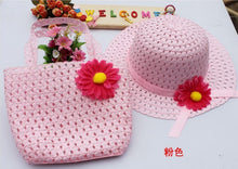 Style Sun Hat Girls Kids Straw Cap Beach Hats Bag Flower Tote Handbag Bags Suit ILML