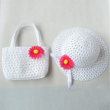 Style Sun Hat Girls Kids Straw Cap Beach Hats Bag Flower Tote Handbag Bags Suit ILML
