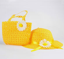 Style Sun Hat Girls Kids Straw Cap Beach Hats Bag Flower Tote Handbag Bags Suit ILML