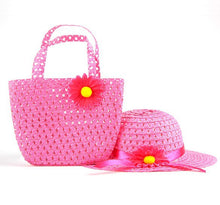 Style Sun Hat Girls Kids Straw Cap Beach Hats Bag Flower Tote Handbag Bags Suit ILML
