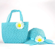 Style Sun Hat Girls Kids Straw Cap Beach Hats Bag Flower Tote Handbag Bags Suit ILML