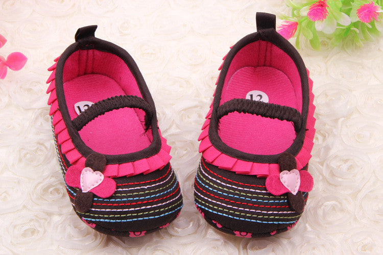 Sweet born Baby Girls Flower Ruffled Shoes Toddler Soft Bottom Kids Crib 0-12M First Walkers  ILML