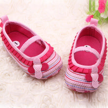 Sweet born Baby Girls Flower Ruffled Shoes Toddler Soft Bottom Kids Crib 0-12M First Walkers  ILML