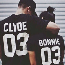 T-Shirt Men CLYDE 03 BONNIE 03 Letter Print Street Style Couple T-Shirt Top Blouse Shirt For Tops ILML