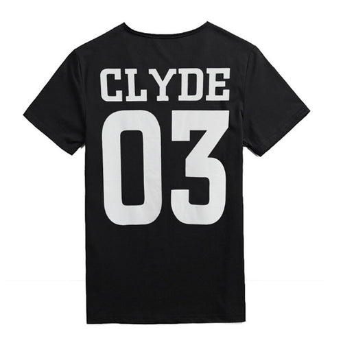 T-Shirt Men CLYDE 03 BONNIE 03 Letter Print Street Style Couple T-Shirt Top Blouse Shirt For Tops ILML