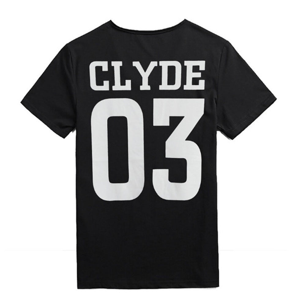 T-Shirt Men CLYDE 03 BONNIE 03 Letter Print Street Style Couple T-Shirt Top Blouse Shirt For Tops ILML
