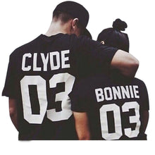 T-Shirt Men CLYDE 03 BONNIE 03 Letter Print Street Style Couple T-Shirt Top Blouse Shirt For Tops ILML