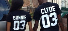 T-Shirt Men CLYDE 03 BONNIE 03 Letter Print Street Style Couple T-Shirt Top Blouse Shirt For Tops ILML