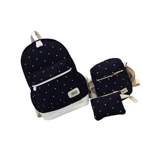 Three bag Backpack Shoulder bag purse Women backpack Dot Printing for girls Satchel Bag school backpacks ILML