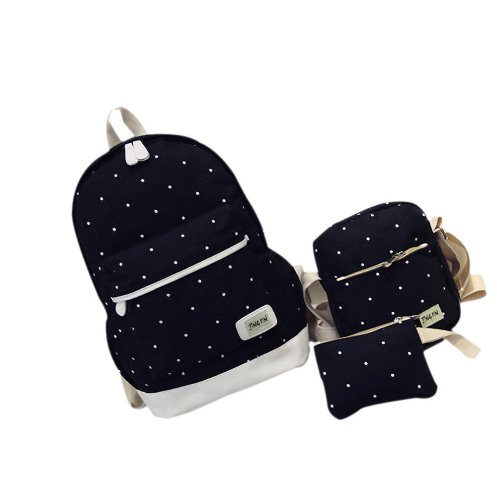 Three bag Backpack Shoulder bag purse Women backpack Dot Printing for girls Satchel Bag school backpacks ILML