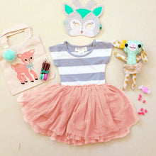 Toddler Baby 2-10Y Girls Short Sleeve Striped Tops Pleated Mini Dress Princess Dresses ILML