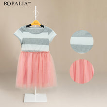 Toddler Baby 2-10Y Girls Short Sleeve Striped Tops Pleated Mini Dress Princess Dresses ILML