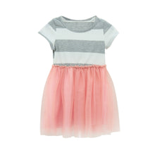 Toddler Baby 2-10Y Girls Short Sleeve Striped Tops Pleated Mini Dress Princess Dresses ILML
