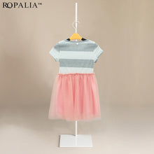 Toddler Baby 2-10Y Girls Short Sleeve Striped Tops Pleated Mini Dress Princess Dresses ILML