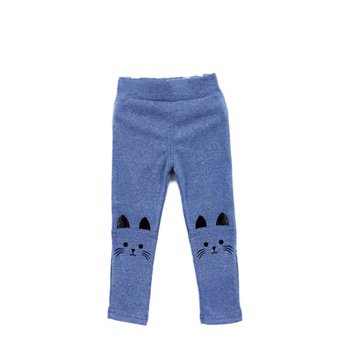 Toddler Baby Girls Skinny Pants Cute Cat Printed StretchyKids Warm Leggings Capris Trousers ILML