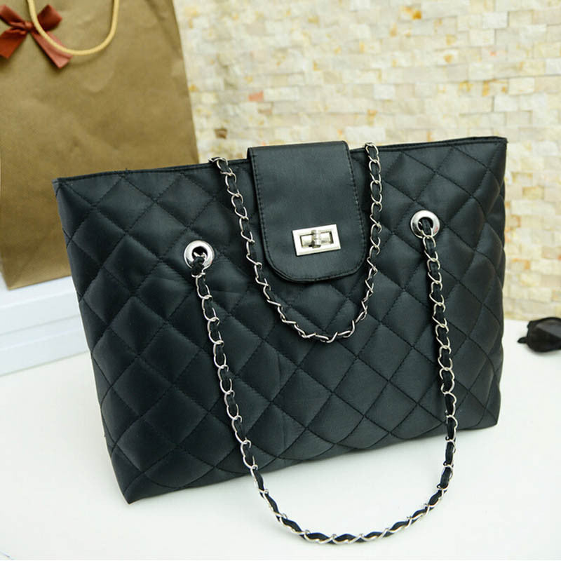 Trend Women's hbags Leather Link Chain Shoulder Diagonal Delicate Large-capacity Bag bolsa feminina ILML