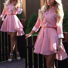 Trendy Women Lapel Button Down Casual Mini Dress T-shirt Top LY3 ILML