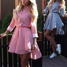 Trendy Women Lapel Button Down Casual Mini Dress T-shirt Top LY3 ILML