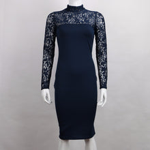 Turtleneck Long Sleeve Lace Party Dresidi Sexy Club Bandage Bodycon Dress Women Elastic Work Pencil Dresses ILML