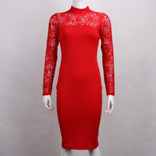 Turtleneck Long Sleeve Lace Party Dresidi Sexy Club Bandage Bodycon Dress Women Elastic Work Pencil Dresses ILML