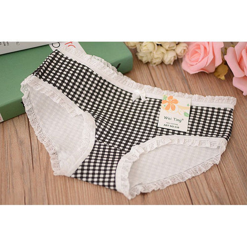 Underwear Women Cotton Panties 10 Color Cute Lady Sexy Plaid Underwear Comfortable Lingerie Girl Briefs PY3 ILML