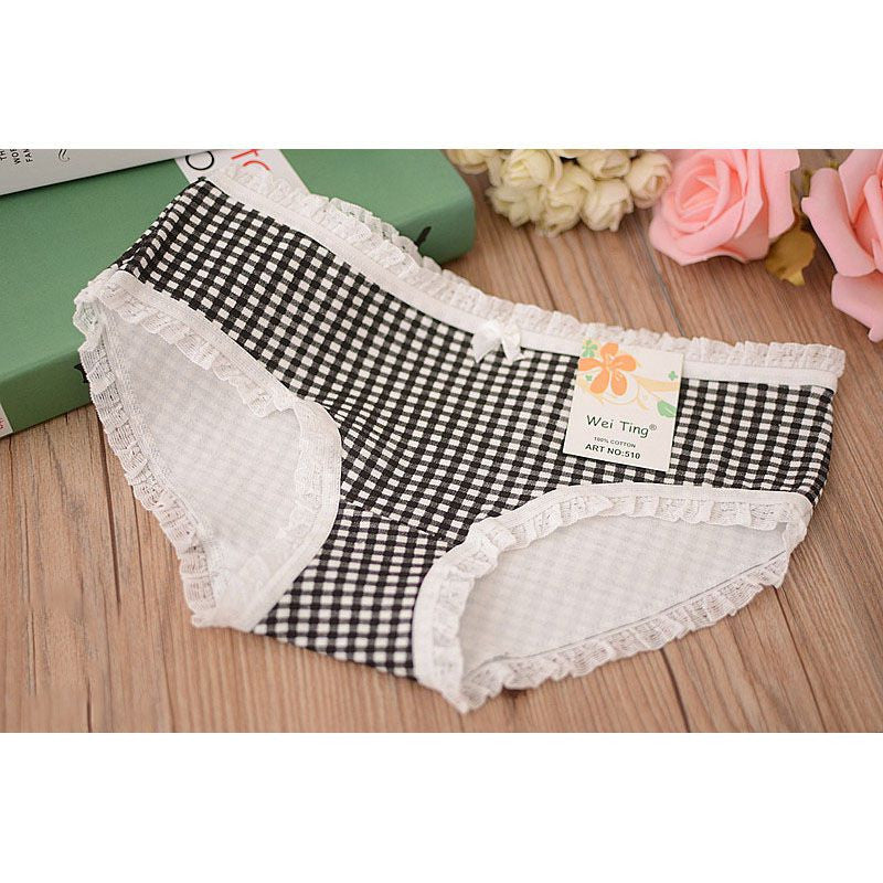 Underwear Women Cotton Panties 10 Color Cute Lady Sexy Plaid Underwear Comfortable Lingerie Girl Briefs PY3 ILML