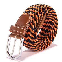 Unisex Canvas Woven Leather Pin Webbing Metal Buckle Elastic Waist Belt Men Women Waistband ILML