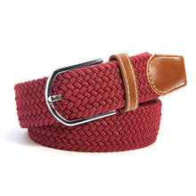 Unisex Canvas Woven Leather Pin Webbing Metal Buckle Elastic Waist Belt Men Women Waistband ILML