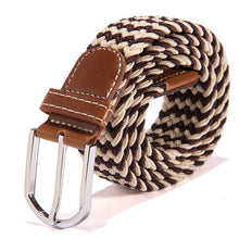 Unisex Canvas Woven Leather Pin Webbing Metal Buckle Elastic Waist Belt Men Women Waistband ILML