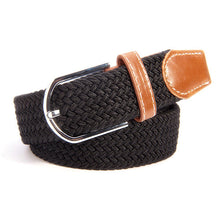 Unisex Canvas Woven Leather Pin Webbing Metal Buckle Elastic Waist Belt Men Women Waistband ILML