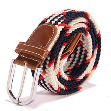 Unisex Canvas Woven Leather Pin Webbing Metal Buckle Elastic Waist Belt Men Women Waistband ILML