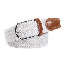 Unisex Canvas Woven Leather Pin Webbing Metal Buckle Elastic Waist Belt Men Women Waistband ILML