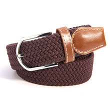 Unisex Canvas Woven Leather Pin Webbing Metal Buckle Elastic Waist Belt Men Women Waistband ILML