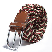 Unisex Canvas Woven Leather Pin Webbing Metal Buckle Elastic Waist Belt Men Women Waistband ILML