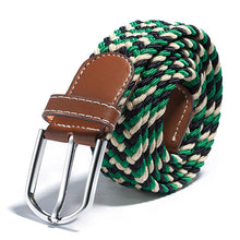Unisex Canvas Woven Leather Pin Webbing Metal Buckle Elastic Waist Belt Men Women Waistband ILML