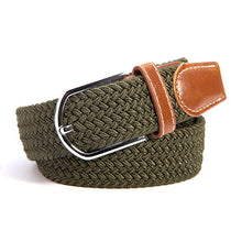 Unisex Canvas Woven Leather Pin Webbing Metal Buckle Elastic Waist Belt Men Women Waistband ILML