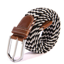 Unisex Canvas Woven Leather Pin Webbing Metal Buckle Elastic Waist Belt Men Women Waistband ILML