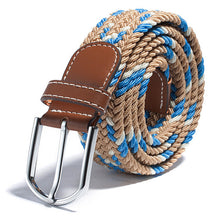 Unisex Canvas Woven Leather Pin Webbing Metal Buckle Elastic Waist Belt Men Women Waistband ILML