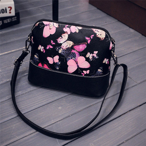 Vintage Butterfly Flower women's hbags Printing Shoulder Bag Leather Purse Satchel Clutch Tote Messenger Ladies Bag designer ILML