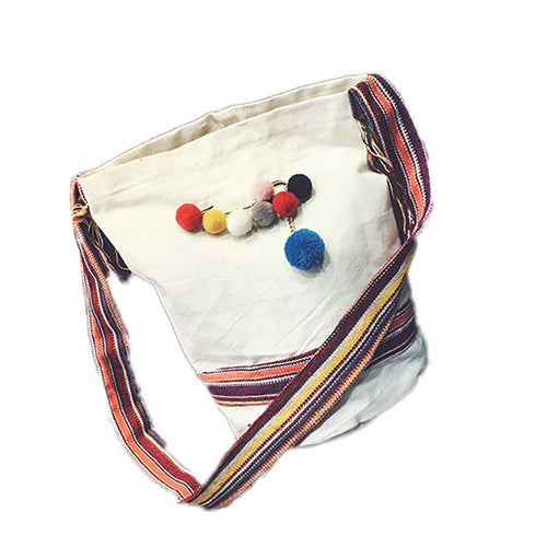 Vintage Cotton Canvas Women Shoulder Bags Bucket Wool Ball bag Cross Body Women's Hbags Messenger bags ILML
