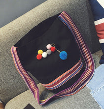 Vintage Cotton Canvas Women Shoulder Bags Bucket Wool Ball bag Cross Body Women's Hbags Messenger bags ILML